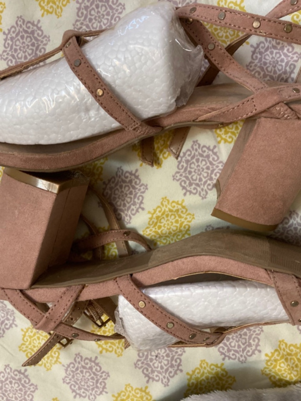 Dusty Mauve sz 10 strap chunk heel